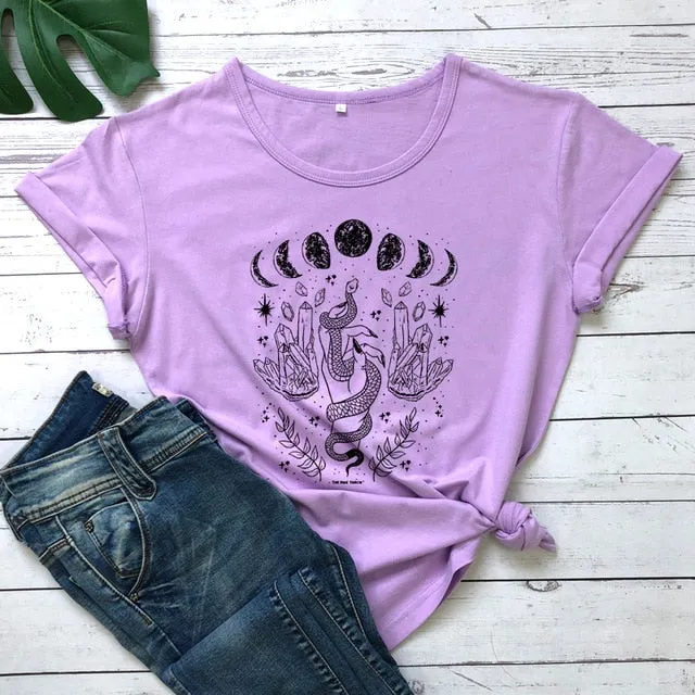 Snake Moon Phase Crystal T-Shirt