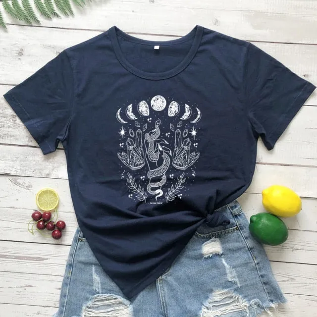 Snake Moon Phase Crystal T-Shirt