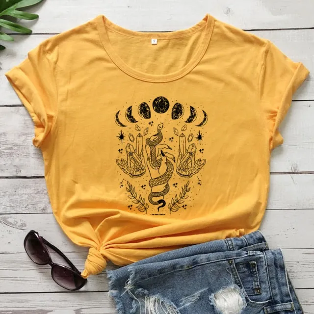 Snake Moon Phase Crystal T-Shirt