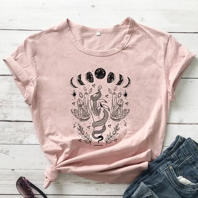 Snake Moon Phase Crystal T-Shirt