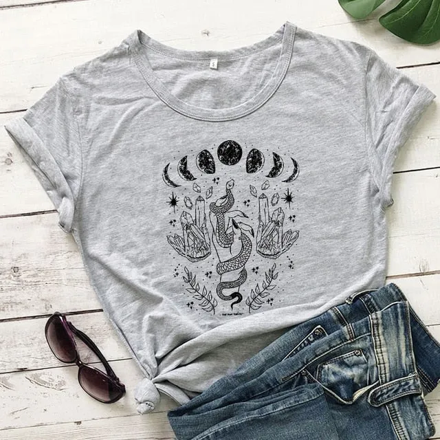 Snake Moon Phase Crystal T-Shirt