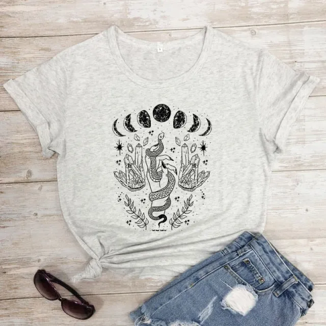 Snake Moon Phase Crystal T-Shirt