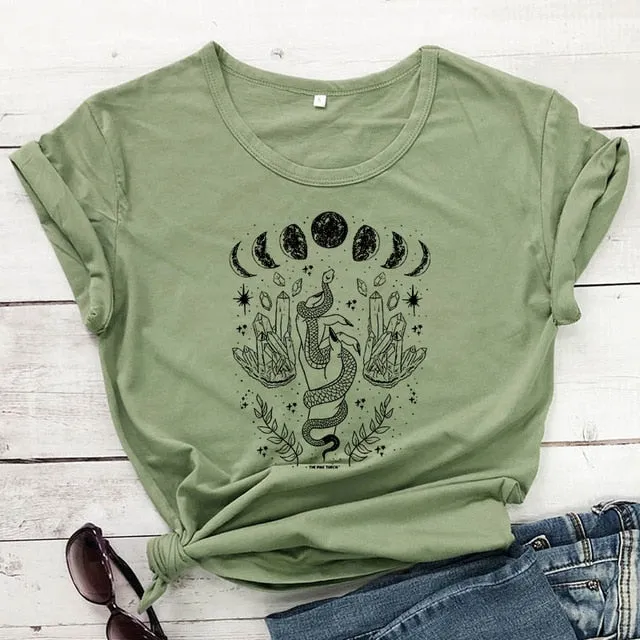 Snake Moon Phase Crystal T-Shirt