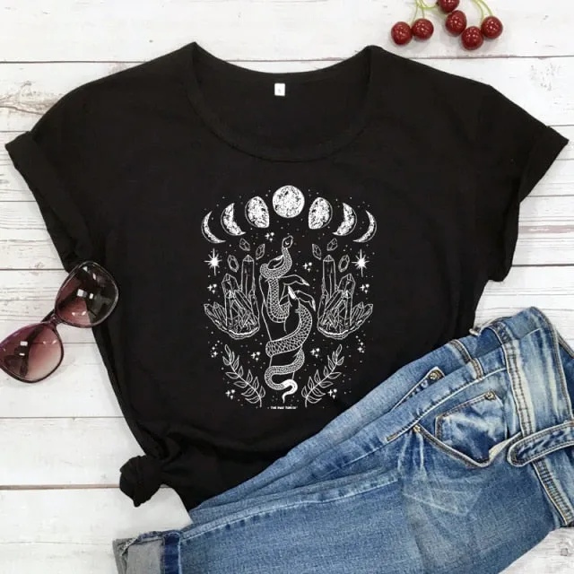 Snake Moon Phase Crystal T-Shirt