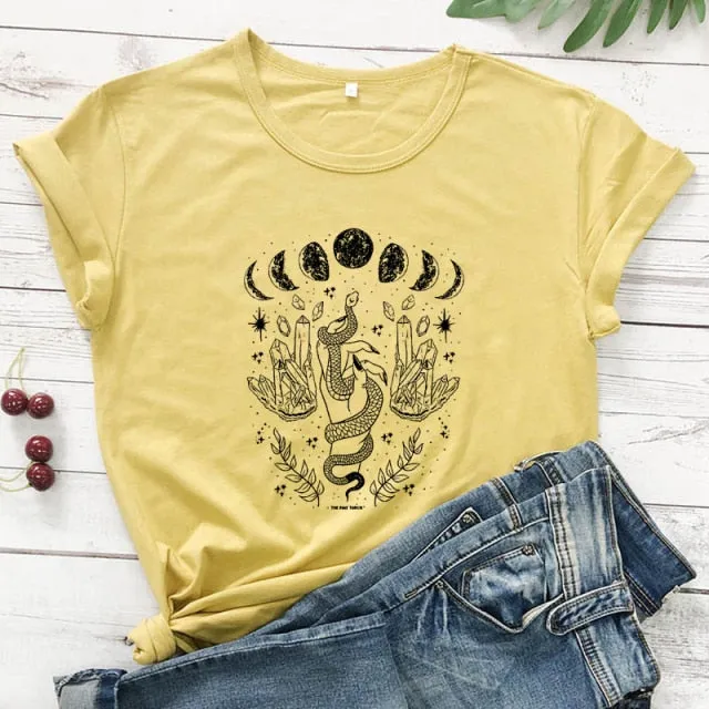 Snake Moon Phase Crystal T-Shirt