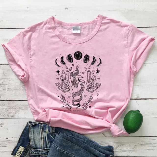 Snake Moon Phase Crystal T-Shirt