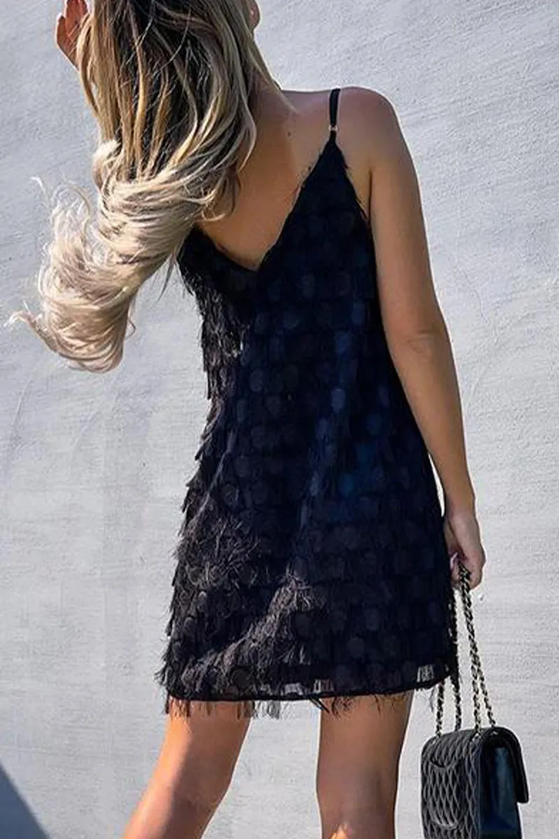 Spaghetti Strap Tassel Mini Dress