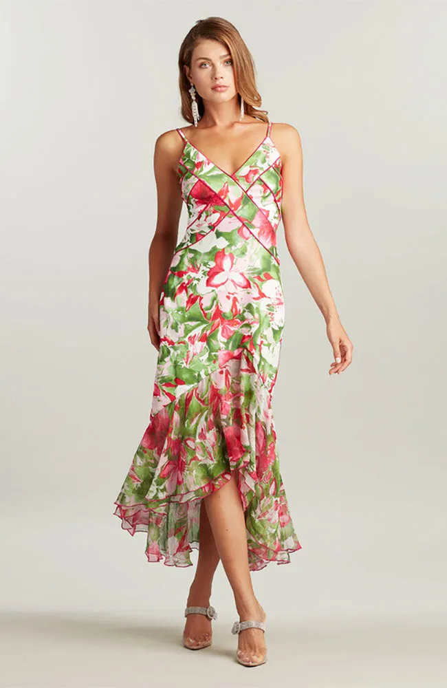 Spring Floral Ruffle Hem Dress