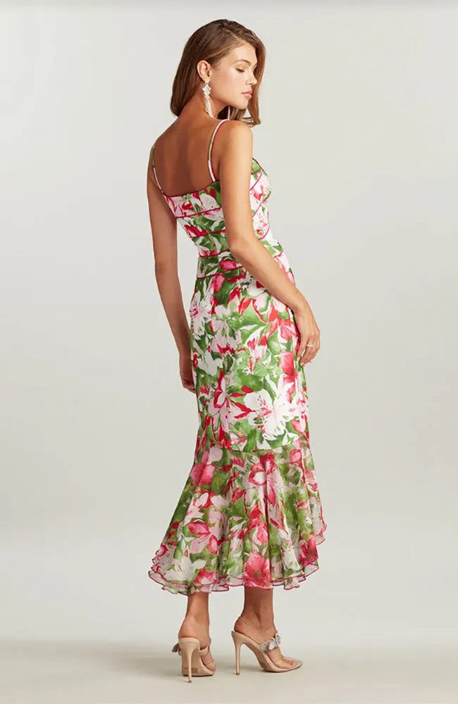 Spring Floral Ruffle Hem Dress