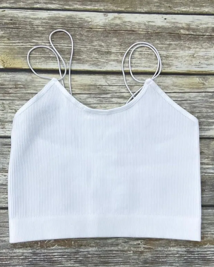Stretchy Ribbed Single Strap Bralettes/Crop Tank