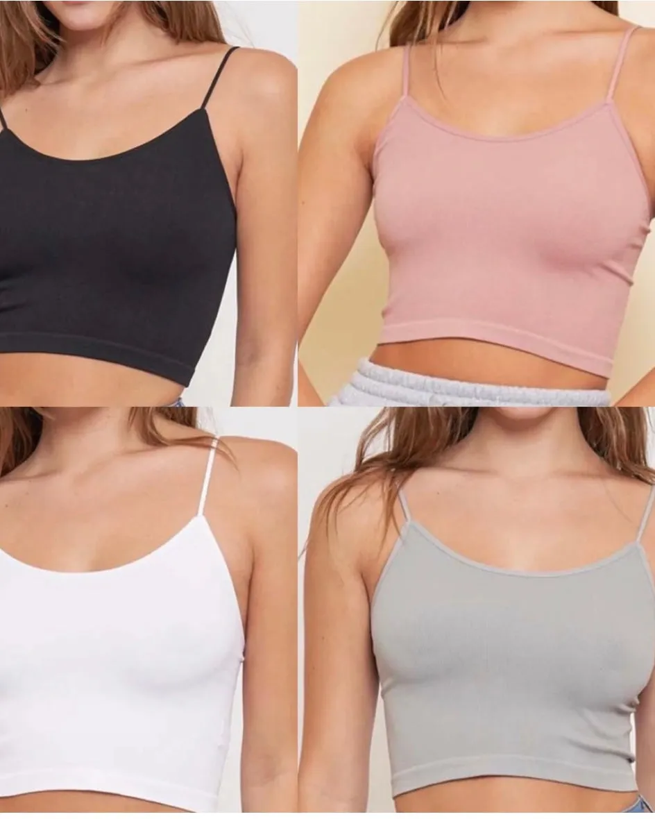 Stretchy Ribbed Single Strap Bralettes/Crop Tank