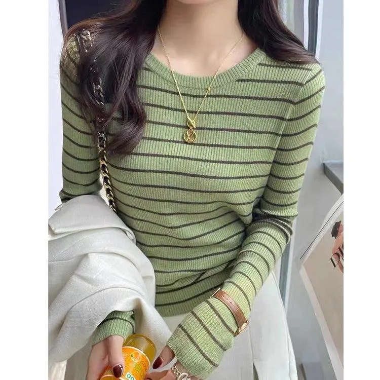 Striped Women's Round Neck Sweater