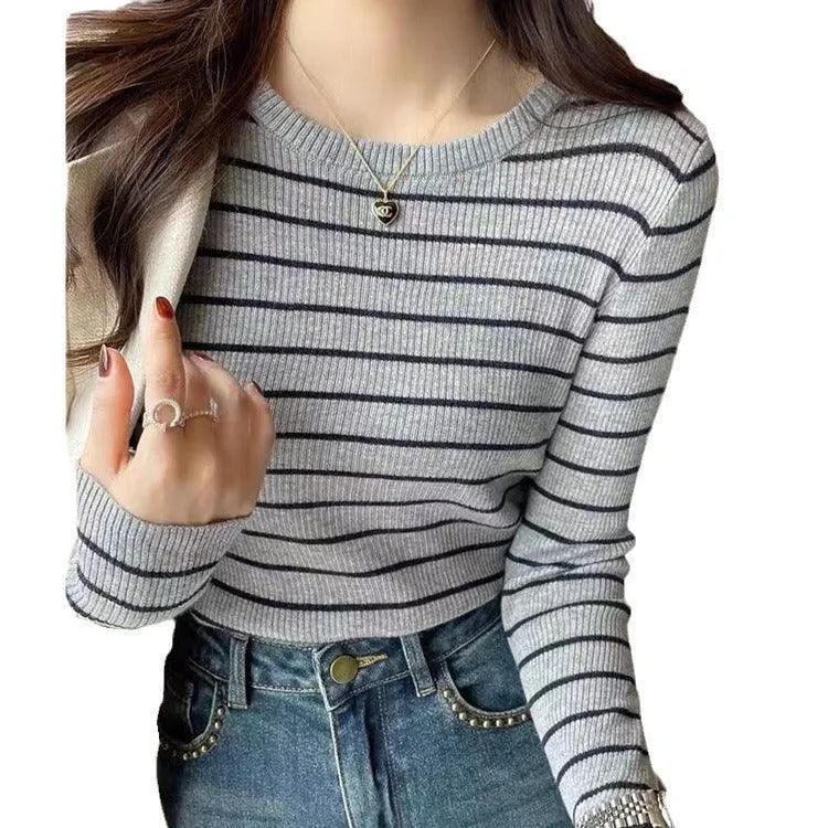 Striped Women's Round Neck Sweater
