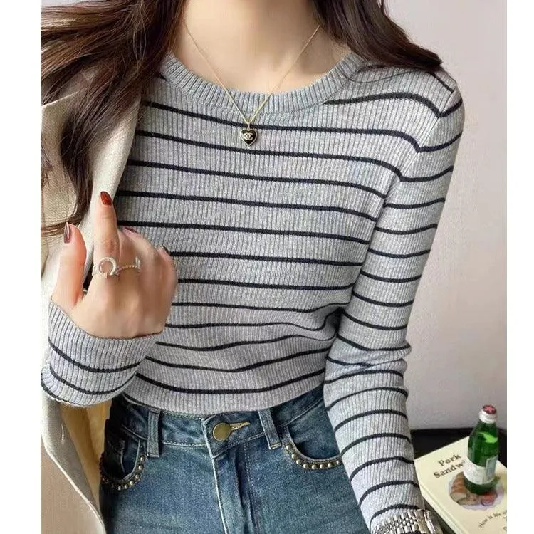 Striped Women's Round Neck Sweater