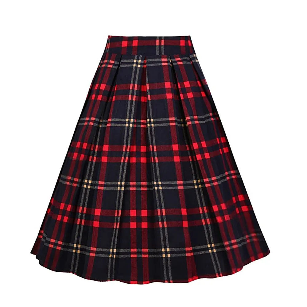 Summer Plaid Skirt with Pockets High Waist Cotton Vintage Retro harajuku Skirts Womens 2022 falda