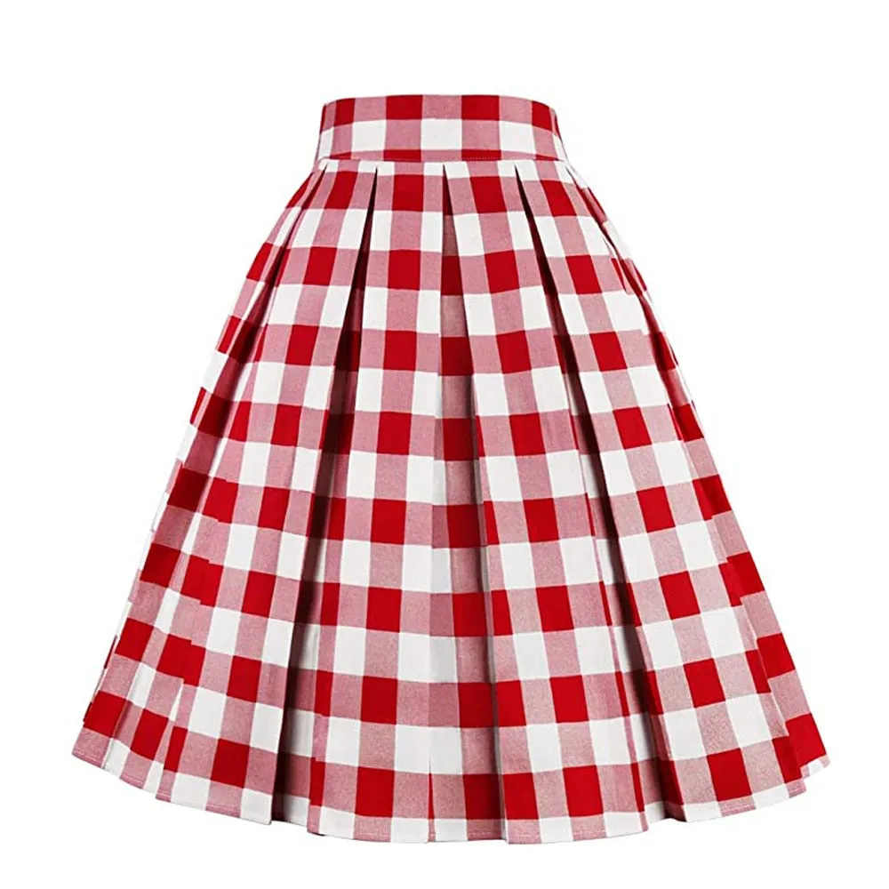 Summer Plaid Skirt with Pockets High Waist Cotton Vintage Retro harajuku Skirts Womens 2022 falda