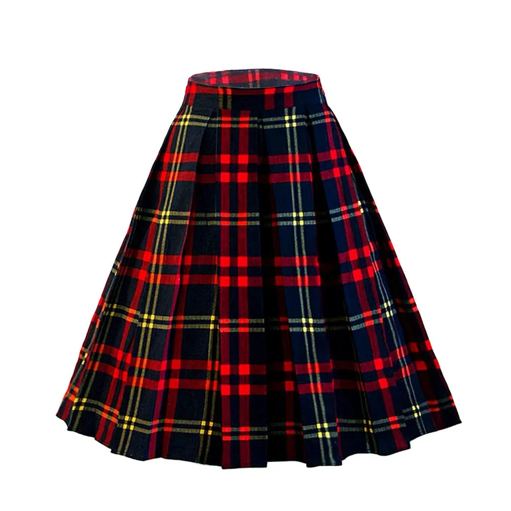 Summer Plaid Skirt with Pockets High Waist Cotton Vintage Retro harajuku Skirts Womens 2022 falda