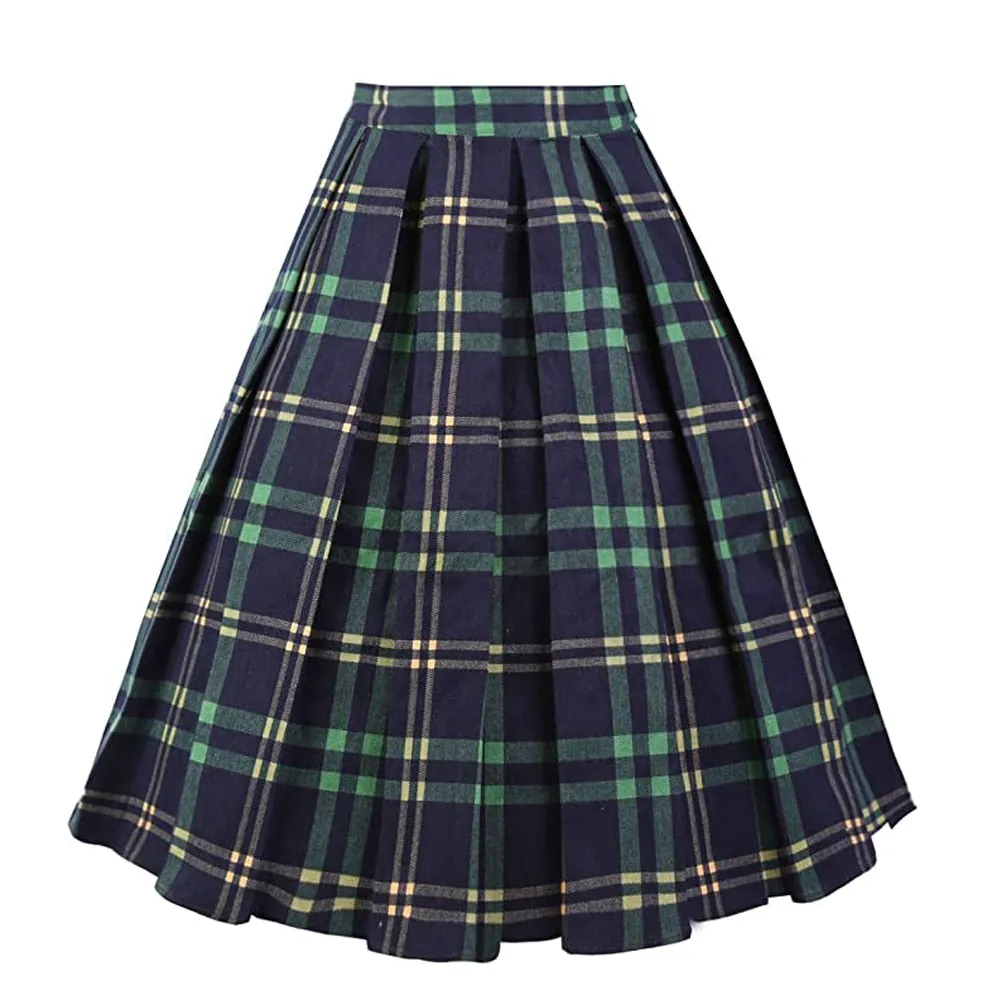 Summer Plaid Skirt with Pockets High Waist Cotton Vintage Retro harajuku Skirts Womens 2022 falda