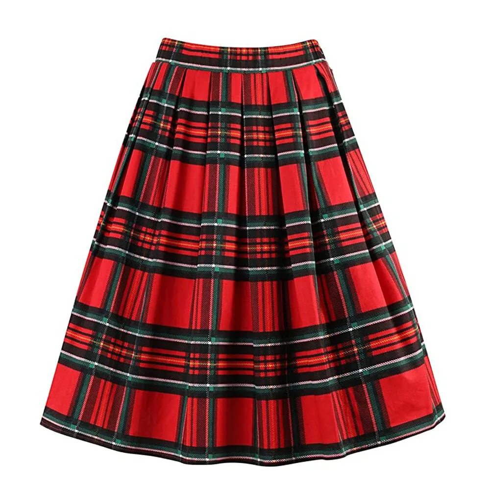 Summer Plaid Skirt with Pockets High Waist Cotton Vintage Retro harajuku Skirts Womens 2022 falda