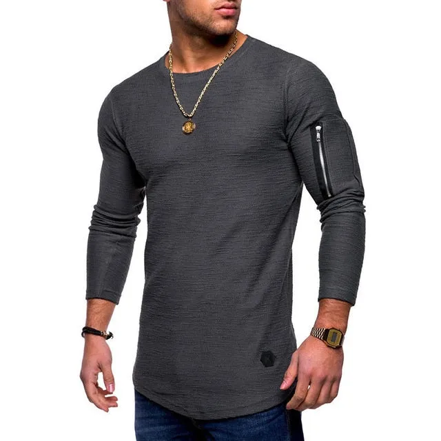 T-shirt men's spring and summer long-sleeved cotton