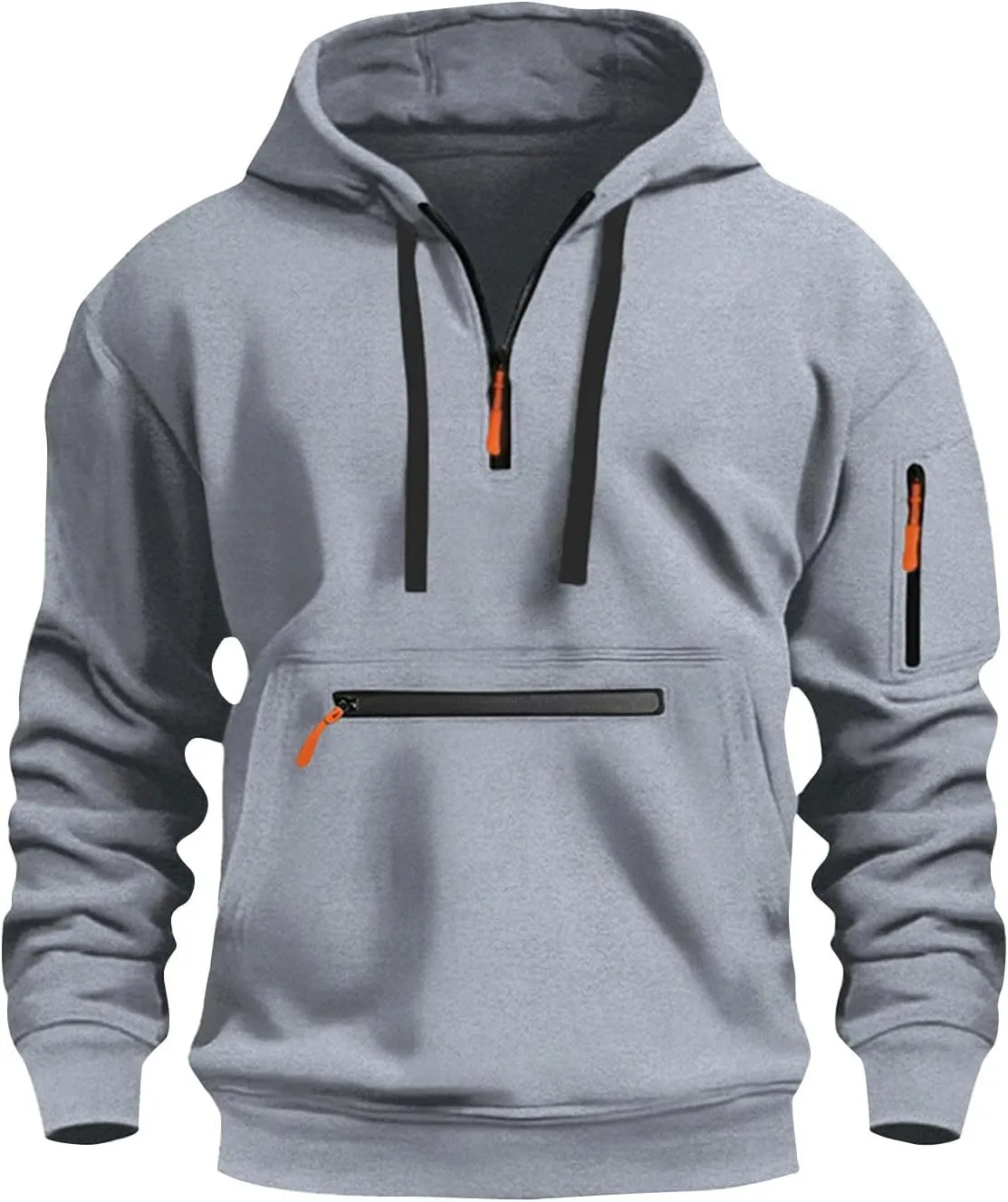 Tactical Hoodies for Men Outdoor Athletic Quarter Zip Pullover Winter Warm Long Sleeve Hooded Sweatshirt with Pockets