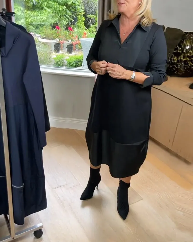 TastyHottie - Lapel patchwork casual dress