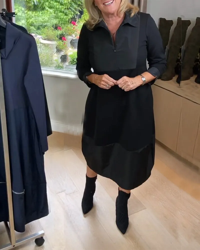 TastyHottie - Lapel patchwork casual dress
