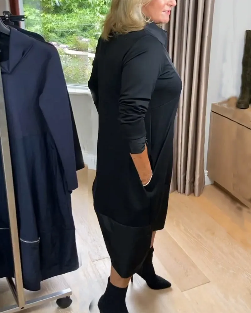 TastyHottie - Lapel patchwork casual dress