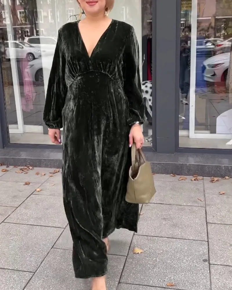 TastyHottie - V neck patchwork Long Sleeve dress