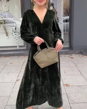 TastyHottie - V neck patchwork Long Sleeve dress