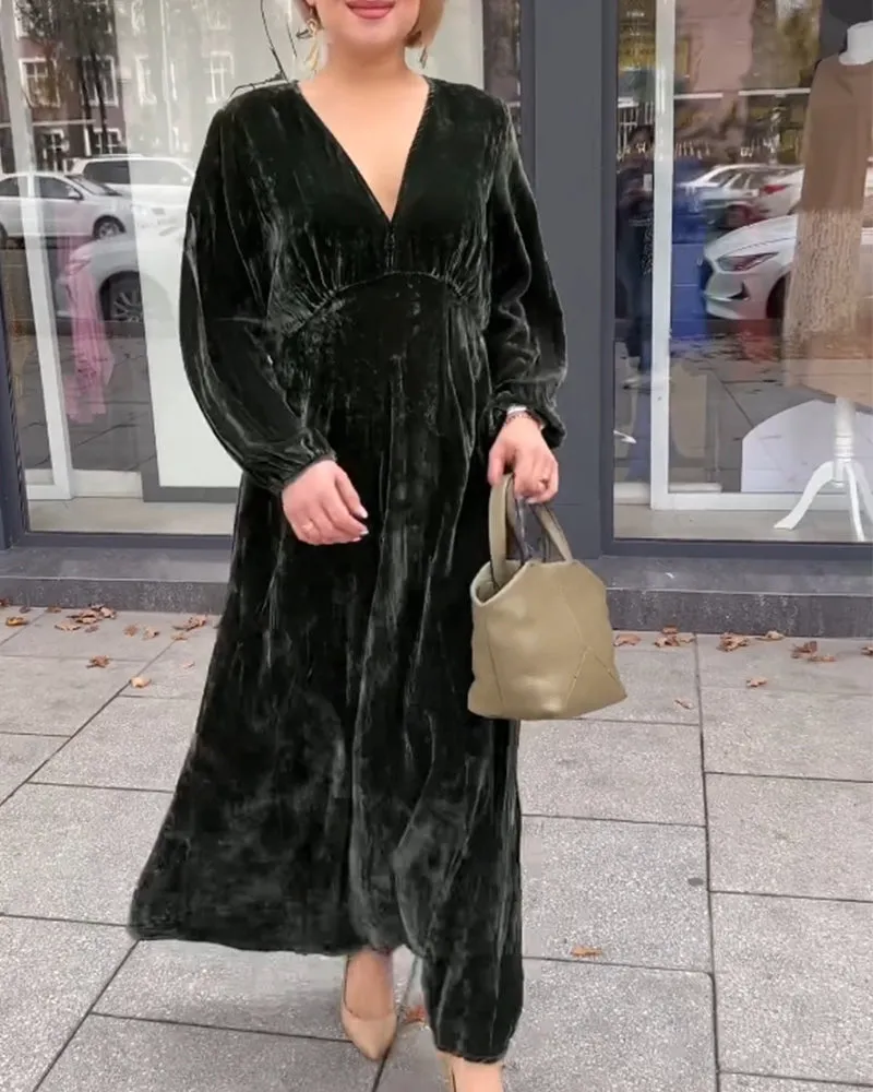 TastyHottie - V neck patchwork Long Sleeve dress
