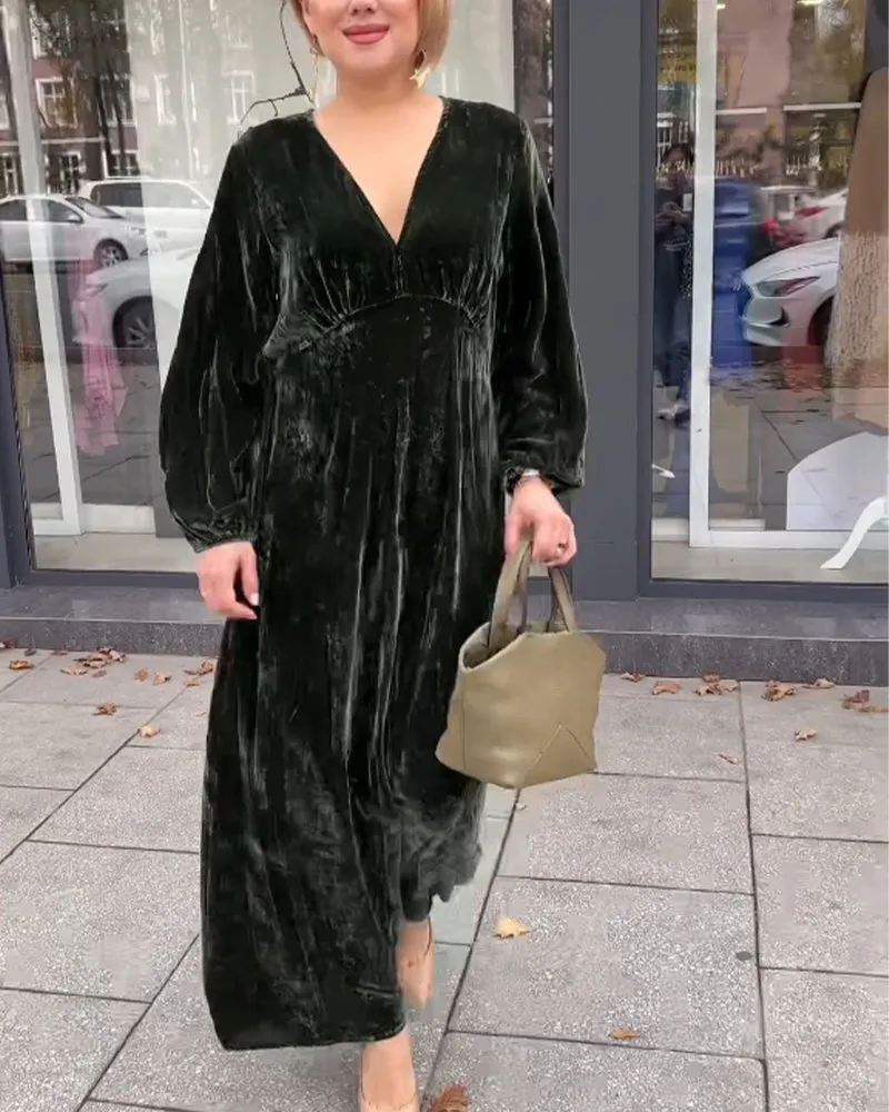 TastyHottie - V neck patchwork Long Sleeve dress