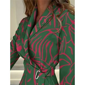 TastyHottie - Women's Blazer Dress A Line Dress Knee Length Ruched Print Dress