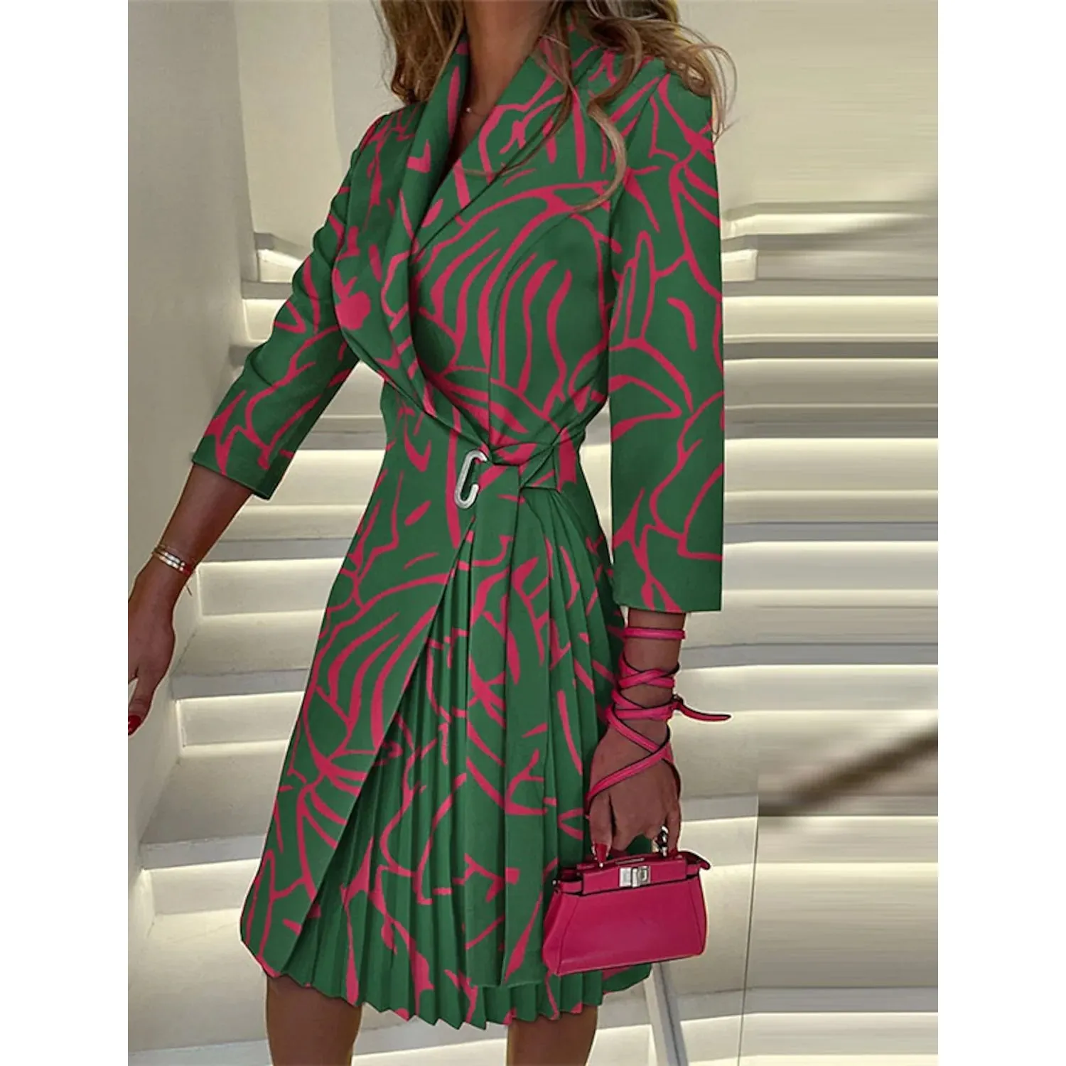 TastyHottie - Women's Blazer Dress A Line Dress Knee Length Ruched Print Dress