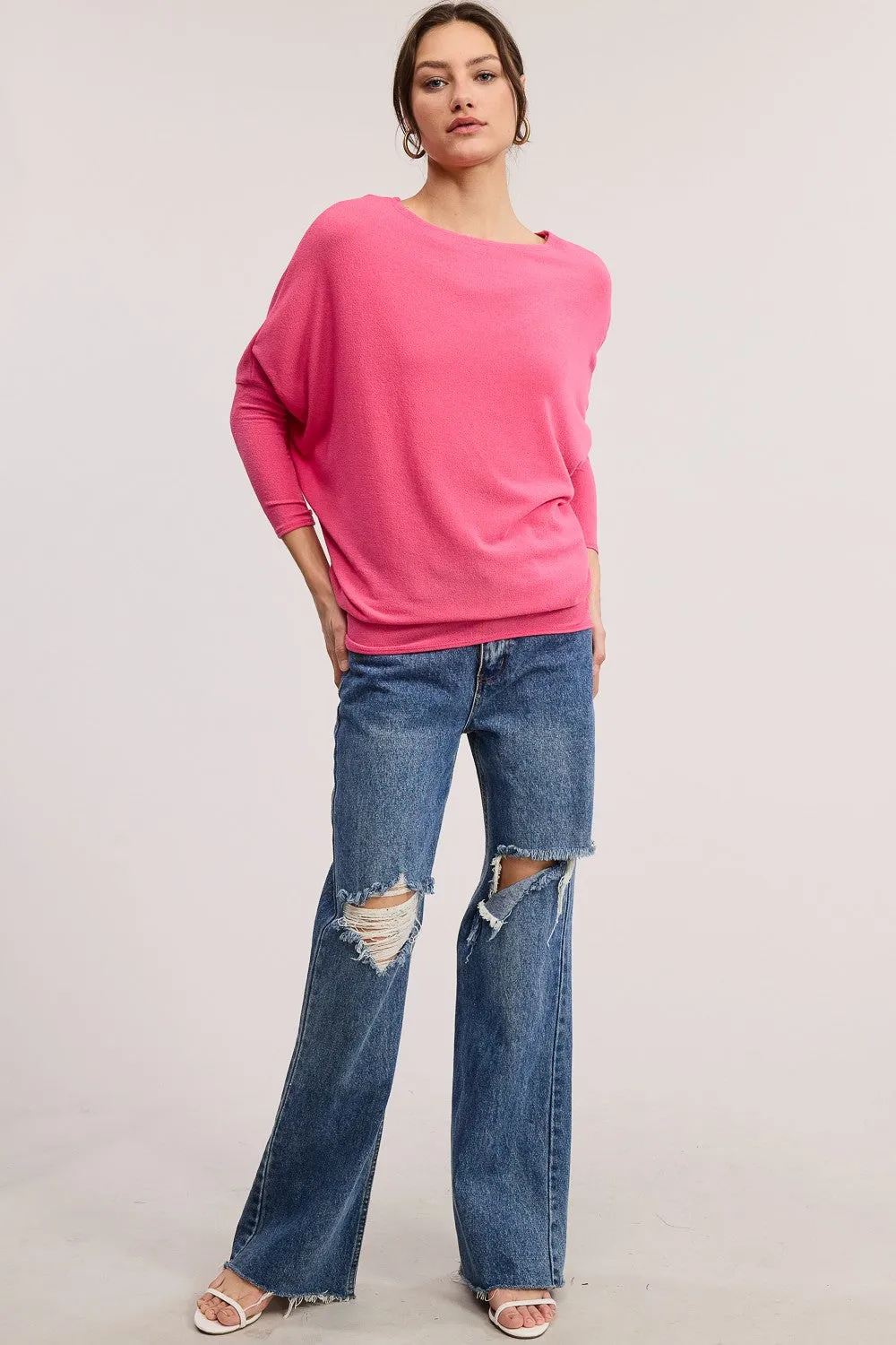 Textured Dolman Slv Comfy Tunic