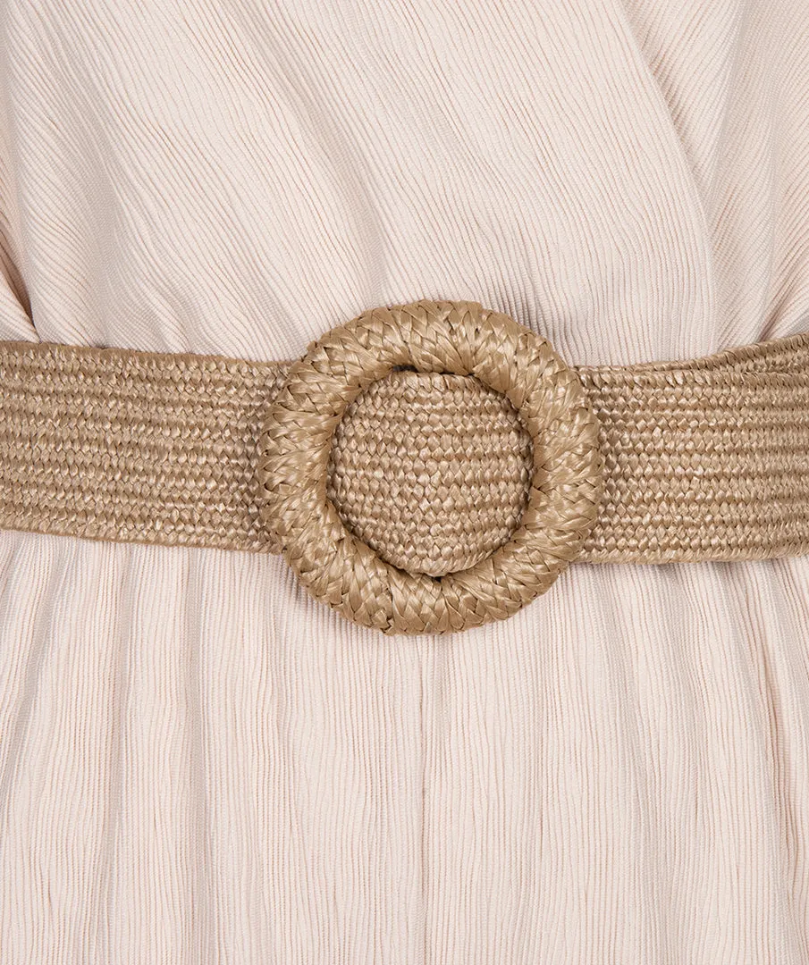 Textured Sand Jumpsuit with Belt
