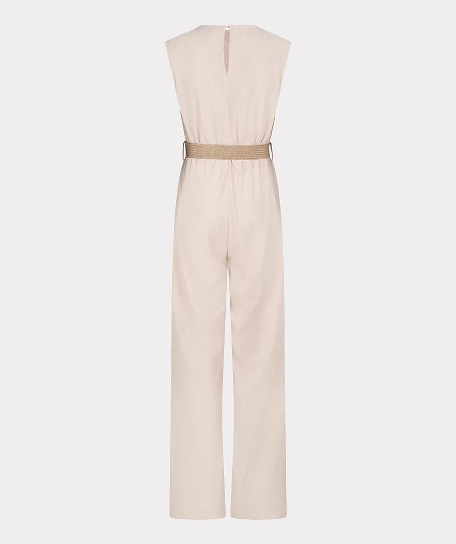 Textured Sand Jumpsuit with Belt