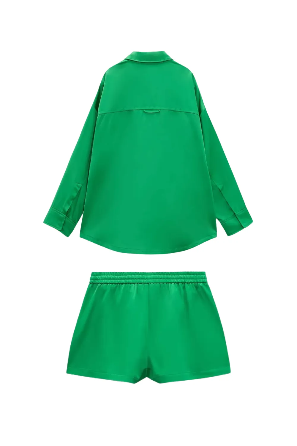 'Toby' Silk Satin Oversized Shirt & High Waist Shorts
