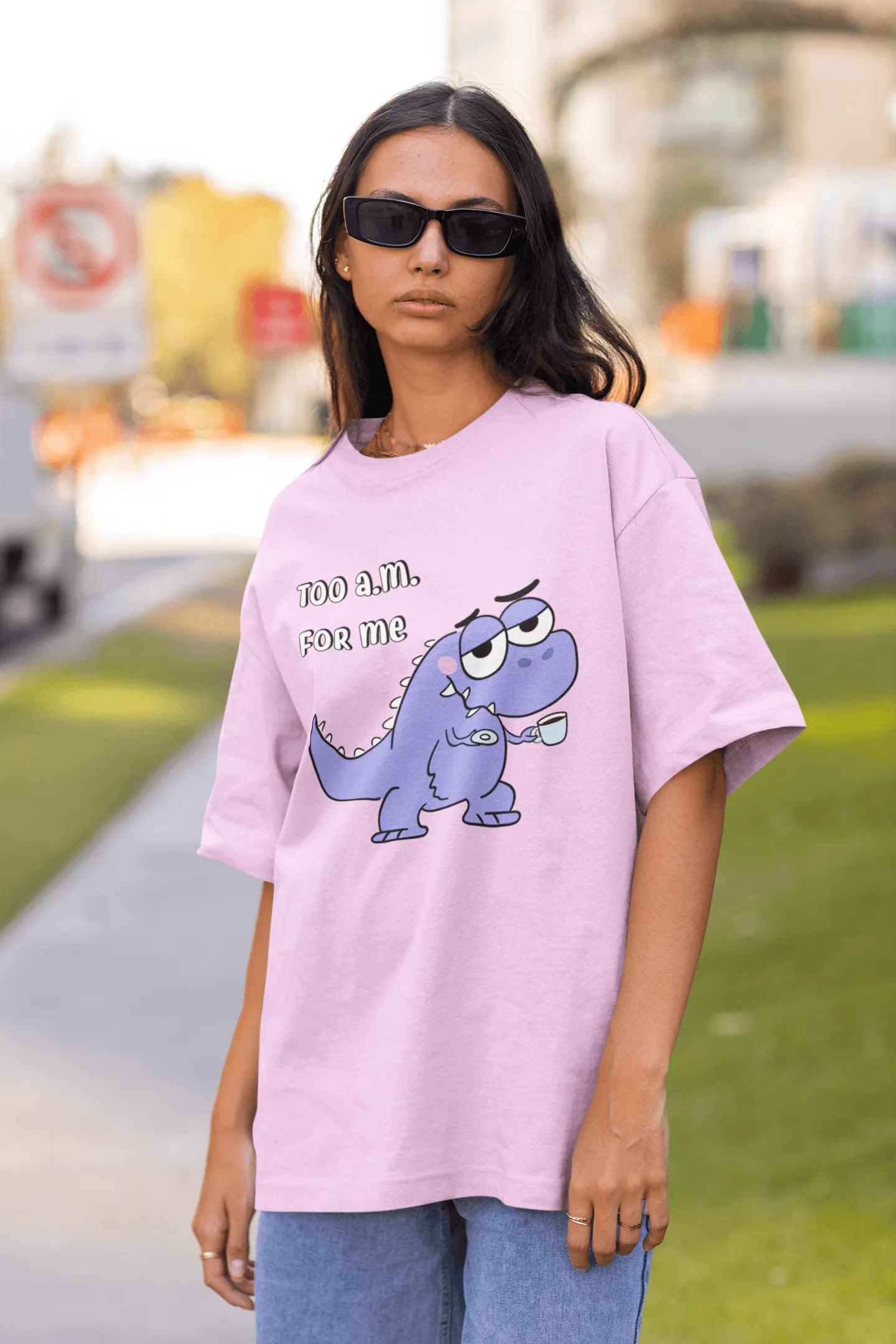 Too AM For Me T-Rex Oversized T-shirts - Unisex
