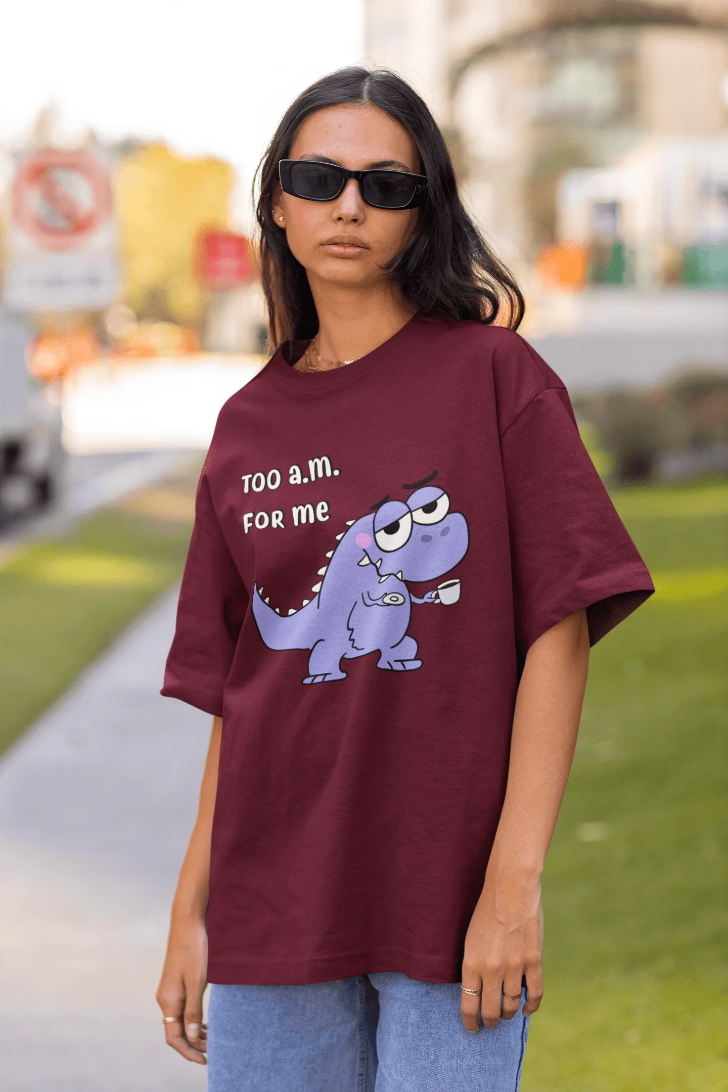Too AM For Me T-Rex Oversized T-shirts - Unisex