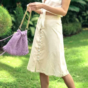 ULURU Button-down Linen Skirt