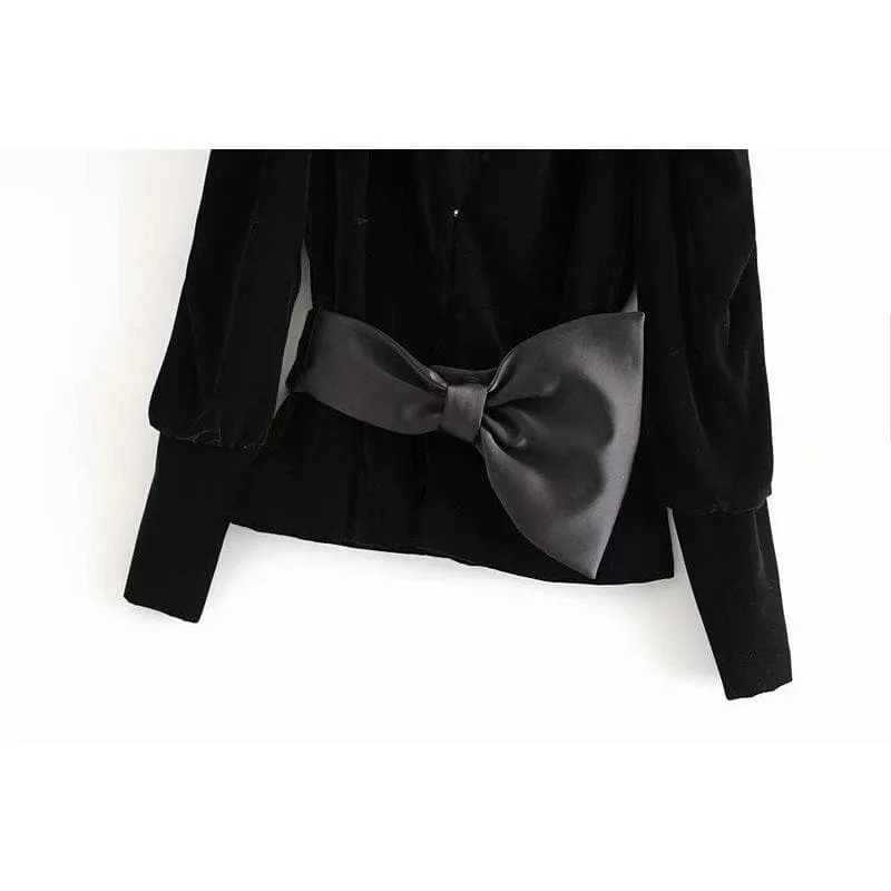 VELVET V-NECK COAT