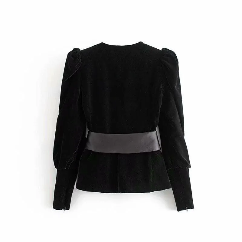 VELVET V-NECK COAT