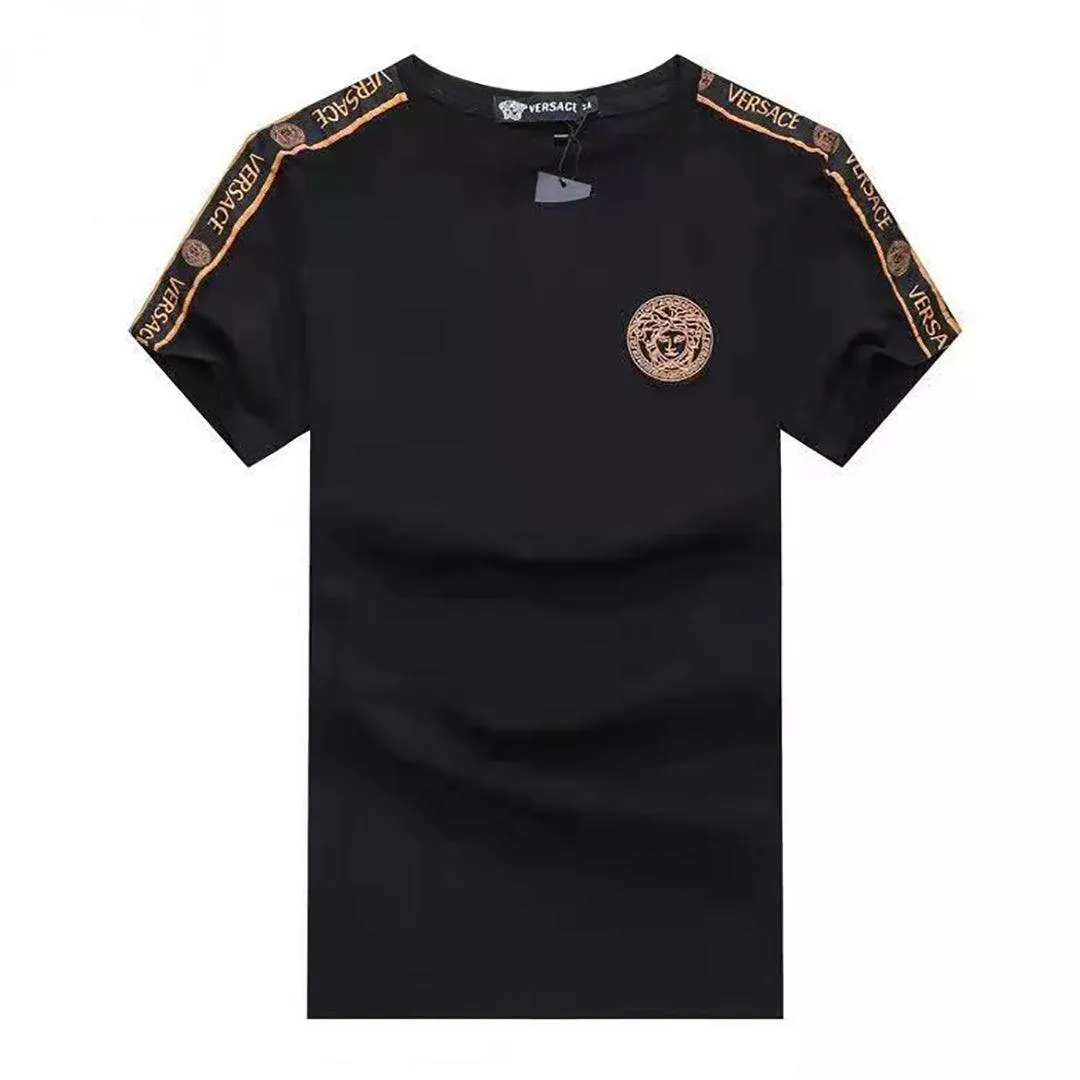 Vers Medusa Head Designed Cotton Men's T-shirt - Black