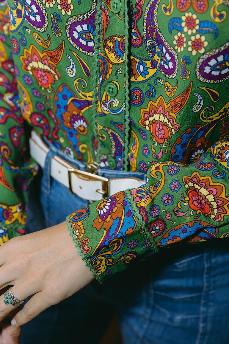 Viola Lee Green Paisley Blouse