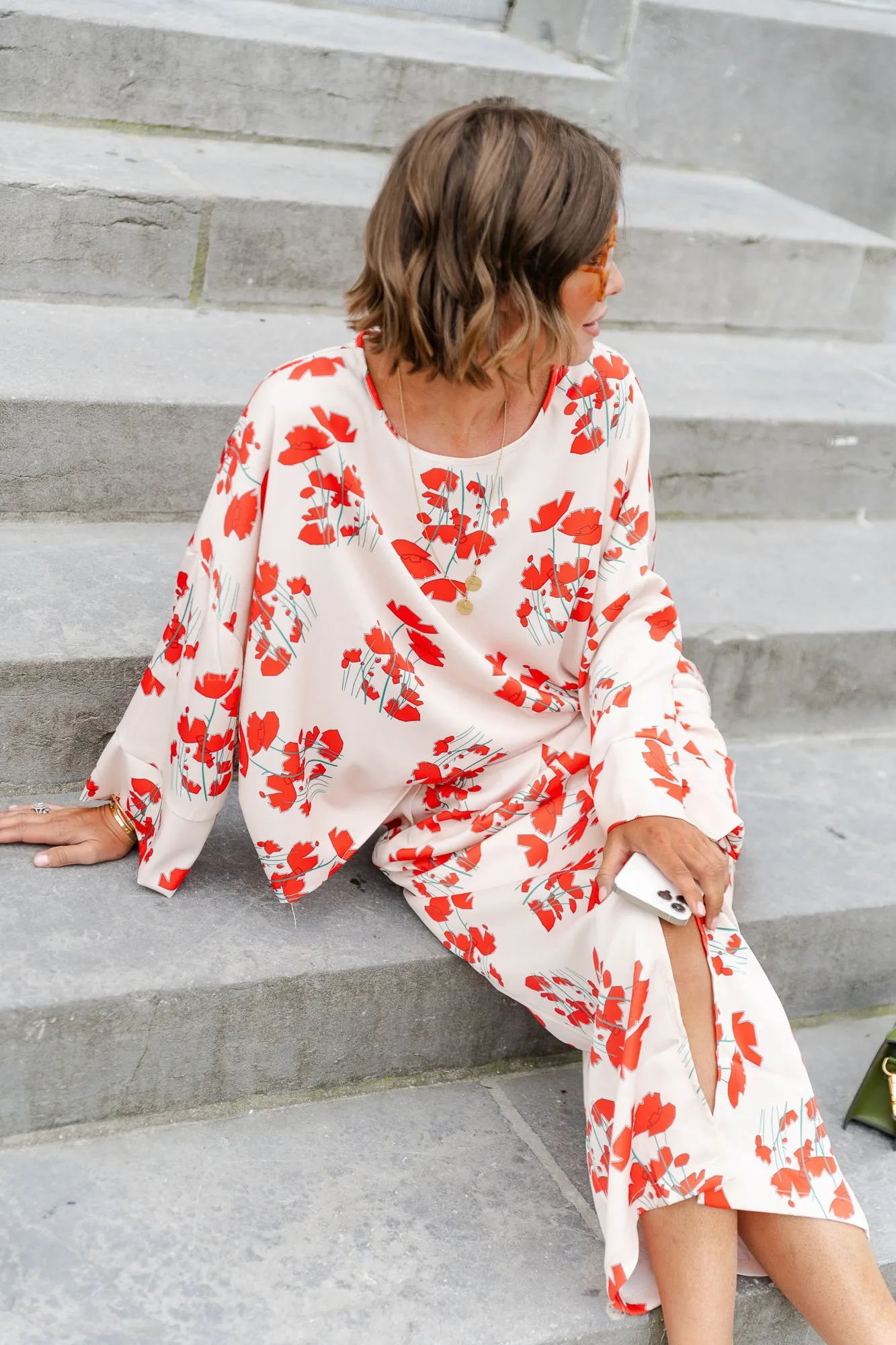 Viola printed blouse ecru