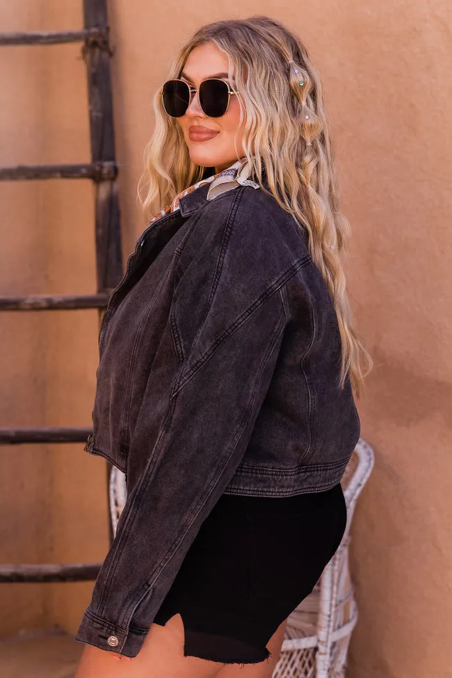 Walk The Walk Black Acid Wash Denim Jacket FINAL SALE