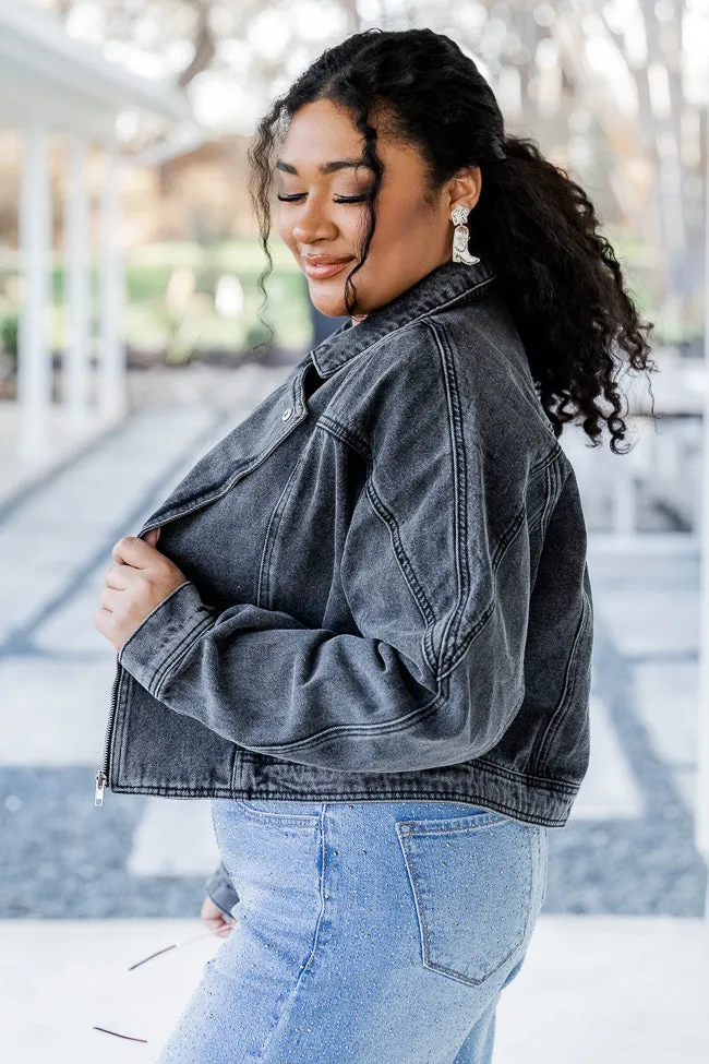 Walk The Walk Black Acid Wash Denim Jacket FINAL SALE