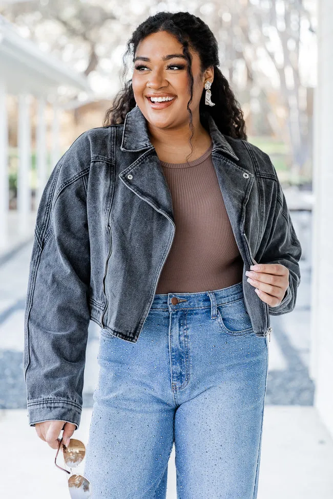 Walk The Walk Black Acid Wash Denim Jacket FINAL SALE