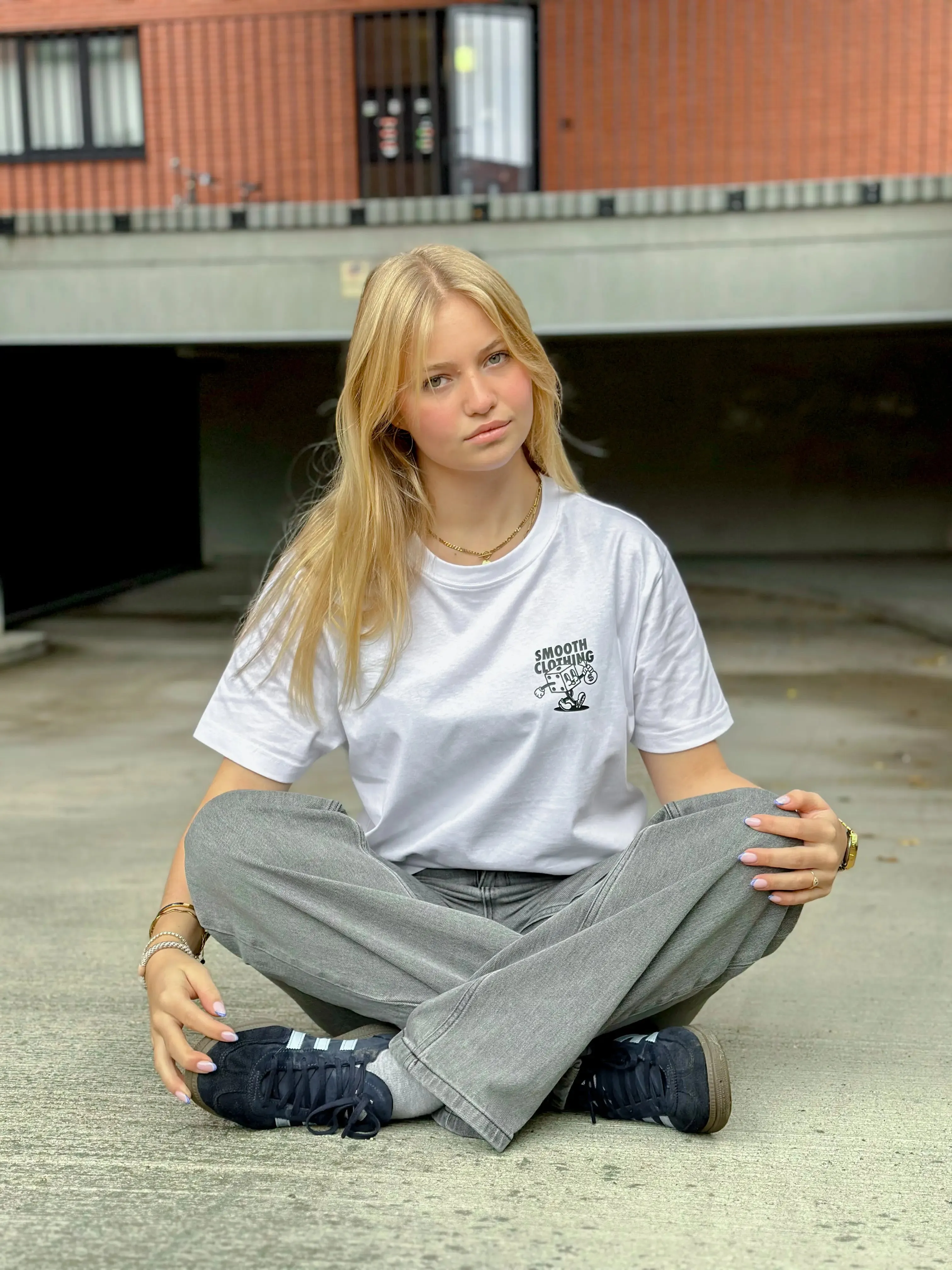 White T / Dice Black Front Back Women